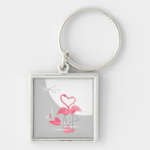 Flamingo Liebe Grosser Moon Premium Platz Schlüsselanhänger