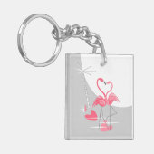 Flamingo Liebe Grosser Moon Schlüsselanhänger Acry (Vorderseite links)