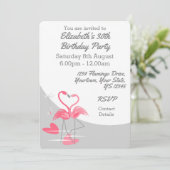 Flamingo Liebe Grosser Moon Vordergrundtext vertik Einladung (Stehend Vorderseite)