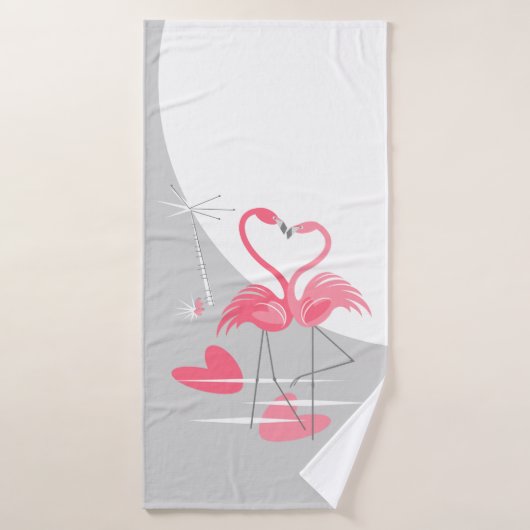 Flamingo Liebe Grosses Badehandtuch vertikal (Badehandtuch)