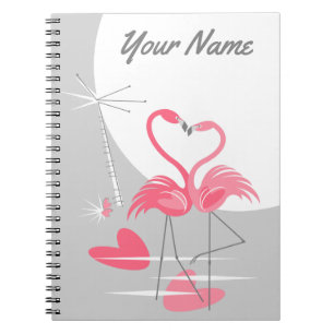 Flamingo Liebe Großes Mondnamenheft Notizblock