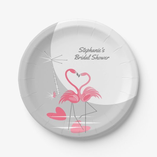 Flamingo Liebe Grosses Moon Brautparty Papier Pappteller (Vorderseite)