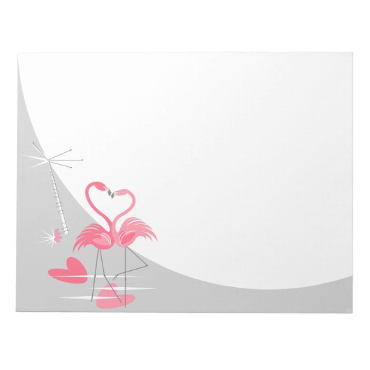 Flamingo Liebe Grosses Moon Notizblock horizontal (Vorderseite)