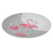 Flamingo Liebe Grosses Moon-Schneidebrett rund Schneidebrett (Ecke)