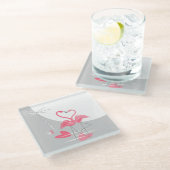 Flamingo Liebe Grosses Moon Untersetzer Glas (Schrägansicht)