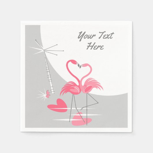 Flamingo-Liebe Großmoon-Text Serviette (Vorderseite)
