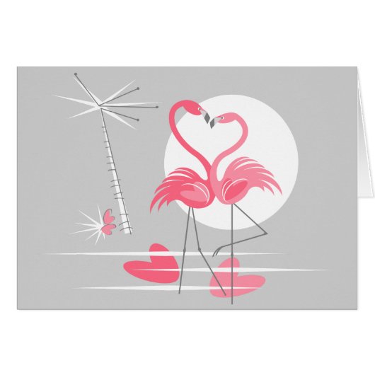 Flamingo Liebe Grüße Karte Landschaft (Vorderseite (Horizontal))