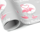 Flamingo Liebe Happy Birthday Packpapier (Rolleneckpunkt)