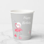 Flamingo Liebe Happy Birthday Pappbecher (Rückseite)