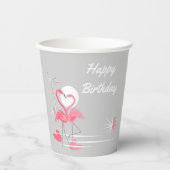 Flamingo Liebe Happy Birthday Pappbecher (Vorderseite)