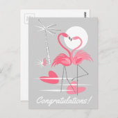 Flamingo Liebe Herzlichen Glückwunsch zur Postkart Postkarte (Vorne/Hinten)