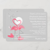 Flamingo Liebe Hochzeitslandschaft Einladung (Vorne/Hinten)