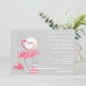 Flamingo Liebe Hochzeitslandschaft Einladung (Stehend Vorderseite)