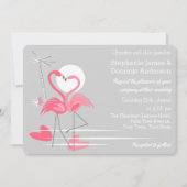 Flamingo Liebe Hochzeitslandschaft Einladung (Vorderseite)