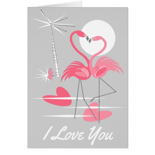 Flamingo Liebe I Liebe Sie Grüße Karte (Vorne)