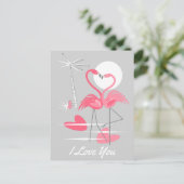 Flamingo Liebe I Liebe Sie Postkartenlandschaft Postkarte (Stehend Vorderseite)