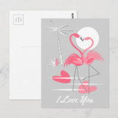 Flamingo Liebe I Liebe Sie Postkartenlandschaft Postkarte (Vorne/Hinten)