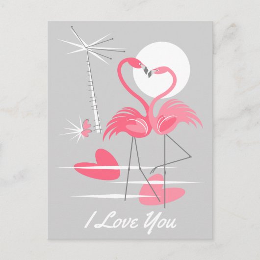 Flamingo Liebe I Liebe Sie Postkartenlandschaft Postkarte (Vorderseite)