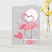 Flamingo Liebe in Text graue Grüße Karte (Gelbe Blume)