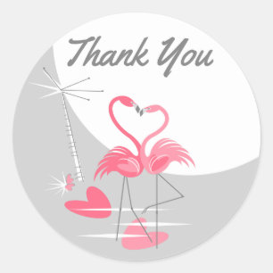 Flamingo Liebe Large Moon Aufkleber Danke rund