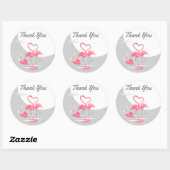 Flamingo Liebe Large Moon Aufkleber Danke rund (Blatt)