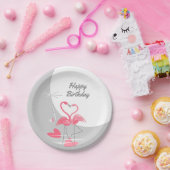 Flamingo Liebe Large Moon Birthday Papier Teller (Party)