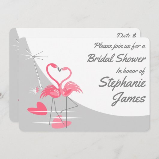 Flamingo Liebe Large Moon Bridal Dusche Einladung (Vorne/Hinten)