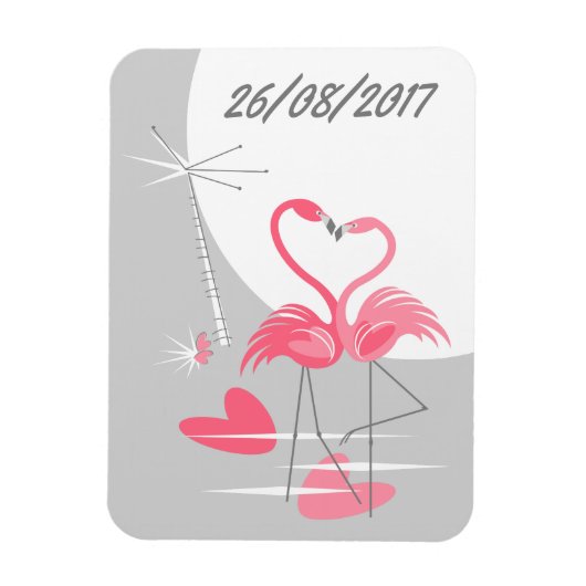 Flamingo Liebe Large Moon Date flexibel Magnet (Vertikal)