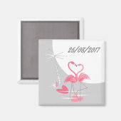 Flamingo Liebe Large Moon Date Magnetquadrat Magnet (Vorderseite/Rückseite)