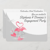 Flamingo Liebe Large Moon Einladende Verlobung Einladung (Vorne/Hinten)