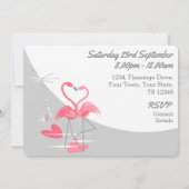 Flamingo Liebe Large Moon Einladende Verlobung Einladung (Rückseite)