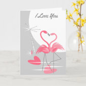 Flamingo Liebe Large Moon I Liebe Sie Text Karte (Gelbe Blume)