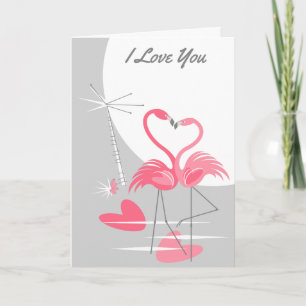 Flamingo Liebe Large Moon I Liebe Sie Text Karte