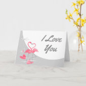Flamingo Liebe Large Moon I Liebe You Text Landsch Karte (Gelbe Blume)