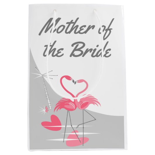 Flamingo Liebe Large Moon Mother of Bride medium Mittlere Geschenktüte (Vorderseite)