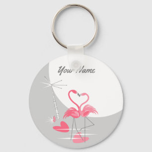 Flamingo Liebe Large Moon Name Schlüsselanhänger B