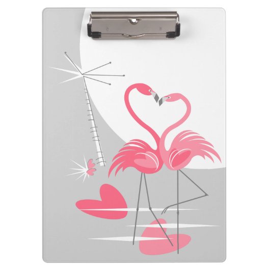 Flamingo Liebe Large Moon Name Zwischenablage Klemmbrett (Vorderseite)