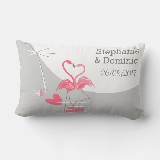 Flamingo Liebe Large Moon Names Date lumbar Kissen (Rückseite)