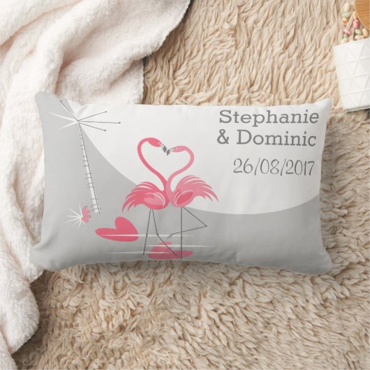 Flamingo Liebe Large Moon Names Date lumbar Kissen (Decke)