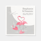 Flamingo Liebe Large Moon Names Date Paper Napkins Serviette (Vorderseite)