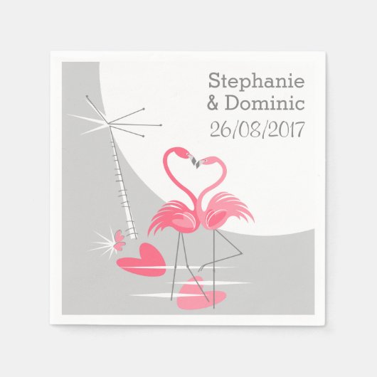 Flamingo Liebe Large Moon Names Date Paper Napkins Serviette (Vorderseite)