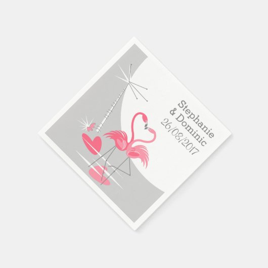 Flamingo Liebe Large Moon Names Date Paper Napkins Serviette (Ecke)