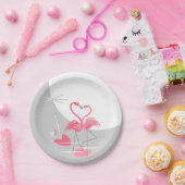 Flamingo Liebe Large Moon Papier Teller (Party)