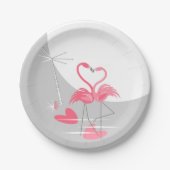 Flamingo Liebe Large Moon Papier Teller (Vorderseite)