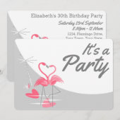 Flamingo Liebe Large Moon Party Einladung (Vorne/Hinten)