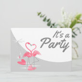 Flamingo Liebe Large Moon Party Einladung (Stehend Vorderseite)