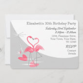 Flamingo Liebe Large Moon Party Einladung (Rückseite)