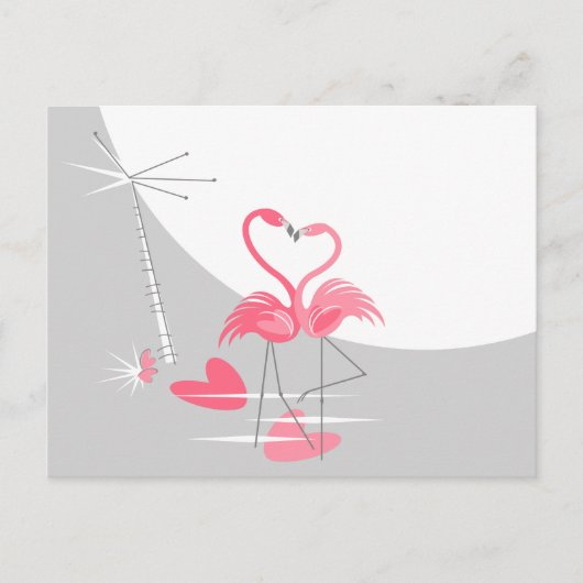 Flamingo Liebe Large Moon Postkarte (Vorderseite)