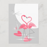 Flamingo Liebe Large Moon Postkarte