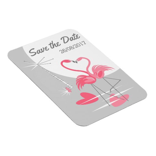 Flamingo Liebe Large Moon Save the Date Datum Magnet (Rechte Seite)